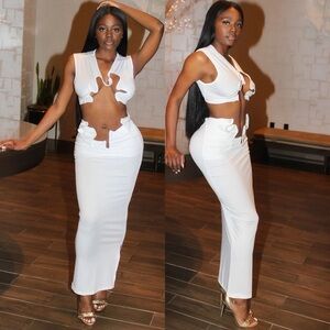 Cut Out 2PCs Wire Trim Skirt Set